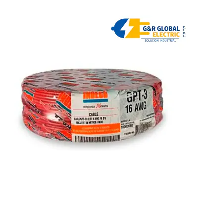 Cable GPT-3 automotriz 16 AWG rojo 0.3 kV Indeco