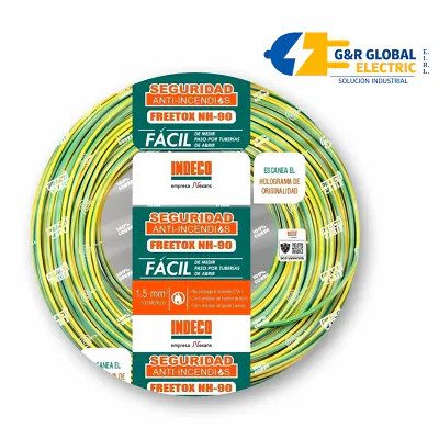 Cable NH-90 libre de halógenos 2.5 mm² amarillo/verde Indeco