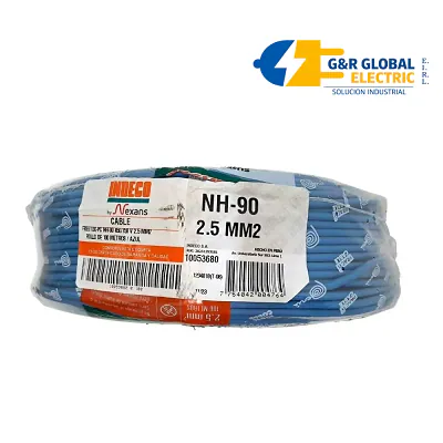 Cable NH-90 libre de halógenos 2.5 mm² azul 450/750 V Indeco