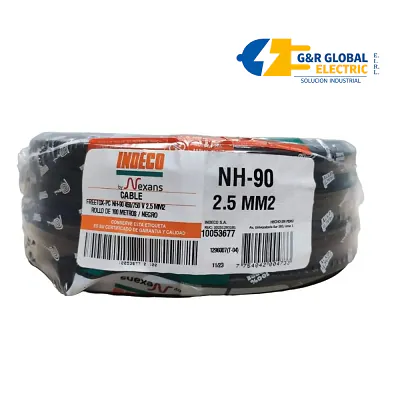 Cable NH-90 libre de halógenos 2.5 mm² negro 450/750 V Indeco