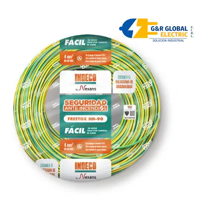 Cable NH-90 libre de halógenos 4 mm² verde/amarillo Indeco