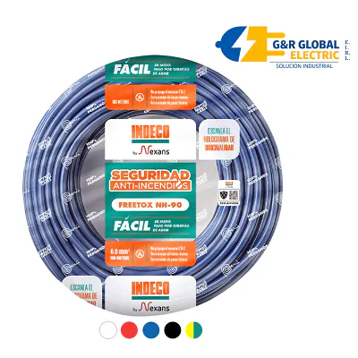 Cable NH-90 libre de halógenos 6 mm² azul 450/750 V Indeco