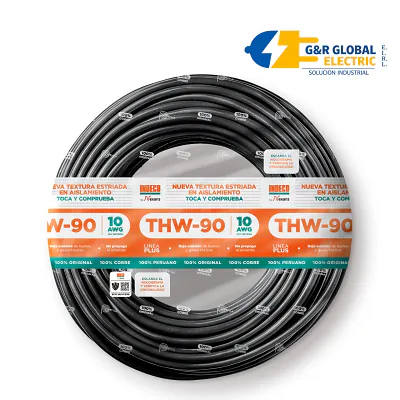Cable THW-90 Plus 10 AWG negro 450/750V Indeco