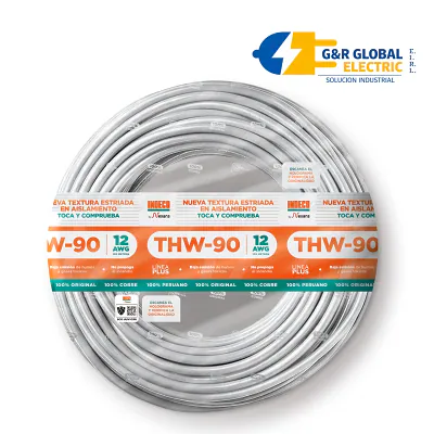 Cable THW-90 Plus 12 AWG blanco 450/750V Indeco