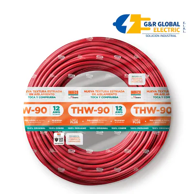 Cable THW-90 Plus 12 AWG rojo 450/750V Indeco
