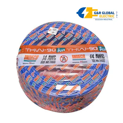 Cable THW-90 Plus 14 AWG azul 450/750V Indeco