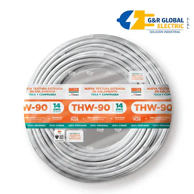 Cable THW-90 Plus 14 AWG blanco 450/750V Indeco