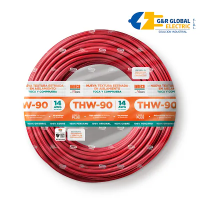 Cable THW-90 Plus 14 AWG rojo 450/750V Indeco