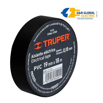 Cinta aislante de PVC 19 mm x 18 m negro Truper