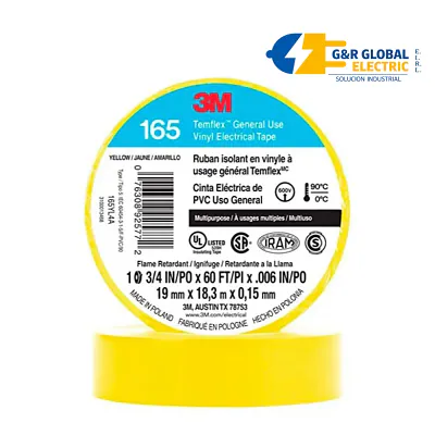 Cinta aislante Temflex 165 3/4" x 18 m amarilla 3M