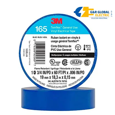 Cinta aislante Temflex 165 3/4" x 18 m azul 3M