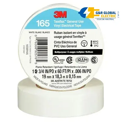 Cinta aislante Temflex 165 3/4" x 18 m blanca 3M