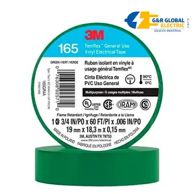Cinta aislante Temflex 165 3/4" x 18 m verde 3M