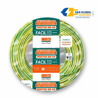 Conductor NH-90 libre de halógeno 6 mm² amarillo/verde Indeco