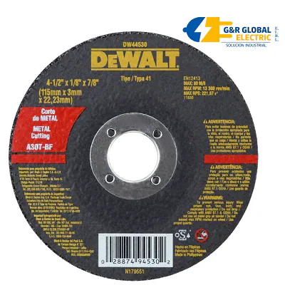 Disco de corte para metal 4 1/2 pulgadas DW44530 DeWalt