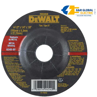 Disco de desbaste para metal 4-1/2" DW44540 DeWalt